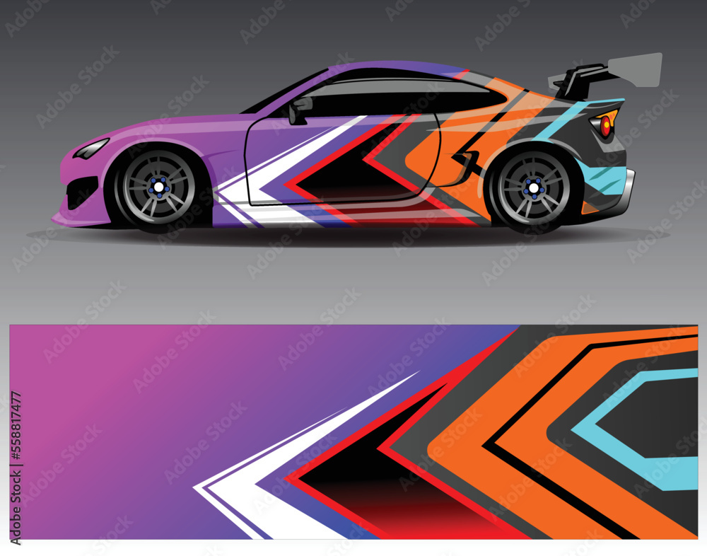 Graphic abstract stripe racing background kit designs for wrap vehicle  race car  rally  adventure and livery