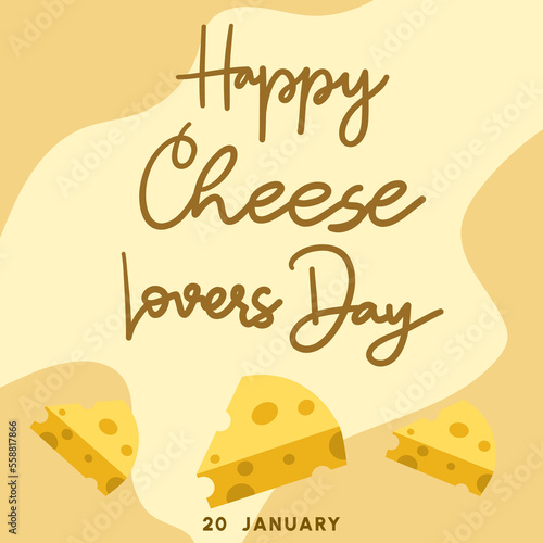 Cheese lovers day Background with calligraphy on yellow background ,for January 20, Vector illustration EPS 10