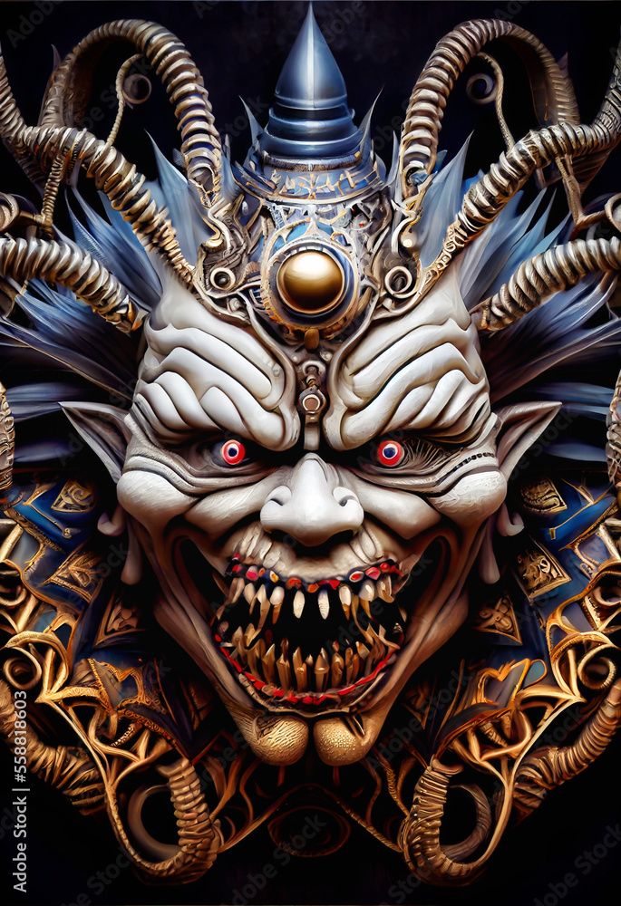 Fototapeta premium Generative AI abstract render of an evil clown