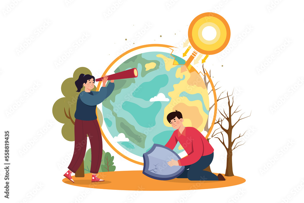 Naklejka premium Ozone Holes Illustration concept on white background