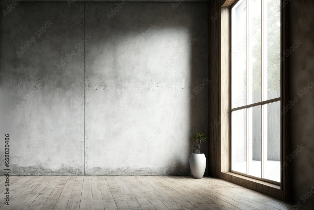 interior of room with background of concrete wall. Generative AI interior of room with background of concrete wall. Generative AI