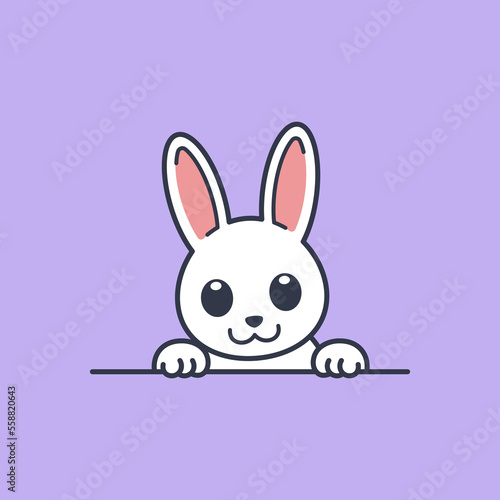 Cute Peeking Bunny Rabbit Vector Illustration