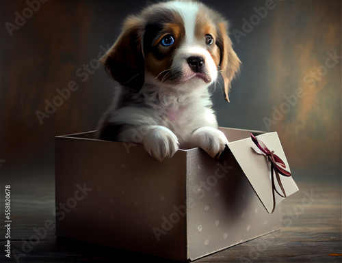 Cute small dog inside a pre...
