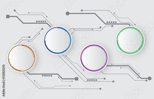 Infographic template of circle topic with circuit electronic line modern diagram , presentation infographic vector