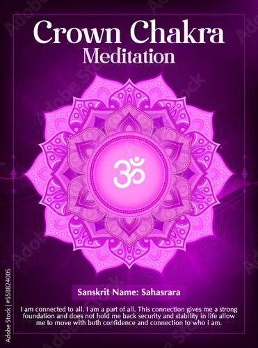 Crown Chakra Meditation poster Design-Vector illustration