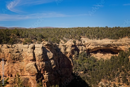 Native American ruins built into a cliff, Mesa Verde National Park, Colorado.