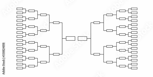 blank 32 team tournament bracket isolated on white background