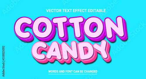 Cotton candy 3d editable text effect vector template