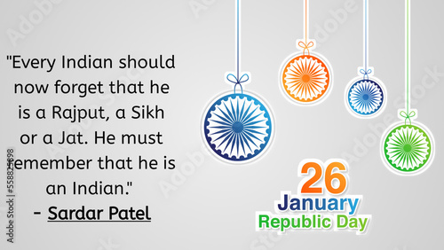 3D Illustration Happy Republic Day 26 January Quote photo