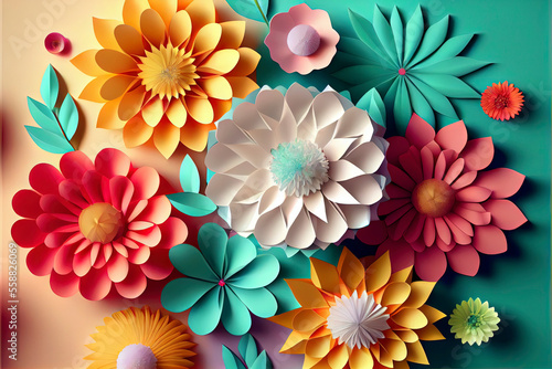 Colorful Paper Flower Wallpaper Spring Summer Background