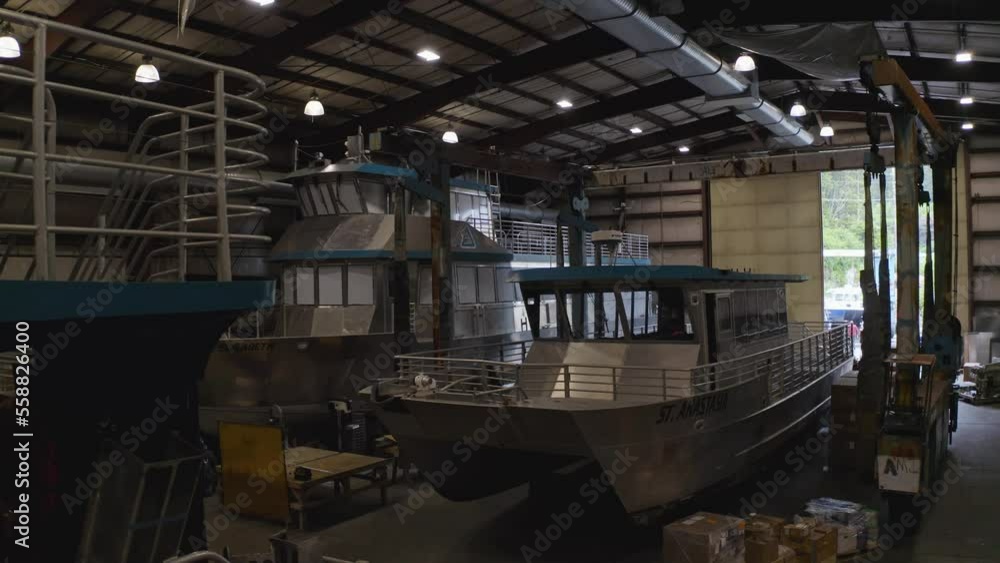 Interiors of boat repair warehouse of Juneau, Alaska Interiors of boat repair warehouse of Juneau, Alaska