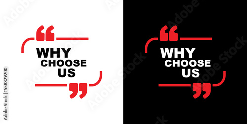 why choose us sign on white background	