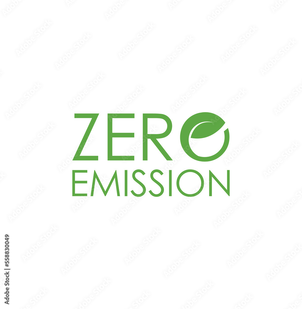zero emission sign on white background zero emission sign on white background