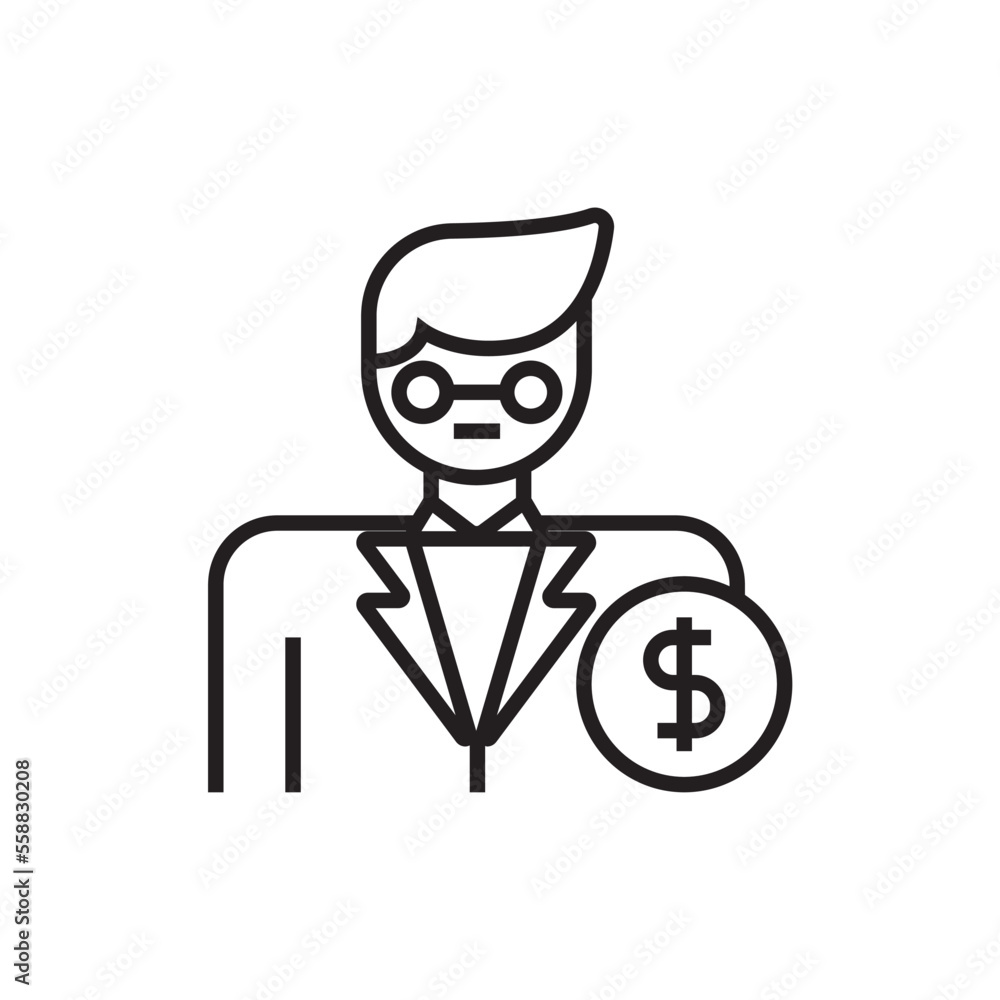 Investor Fintech startup icon with black outline style