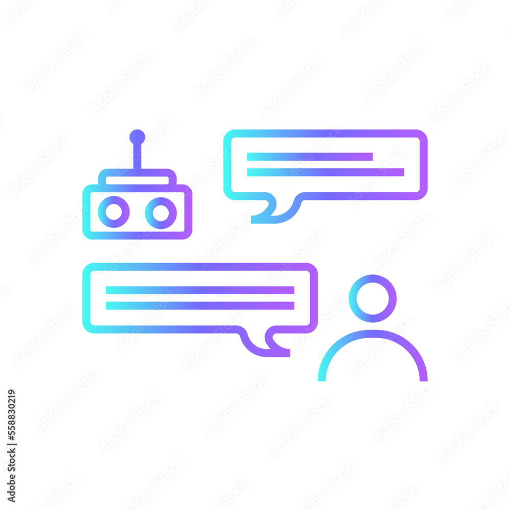 Chatbot Fintech startup icon with blue gradient outline style Chatbot Fintech startup icon with blue gradient outline style