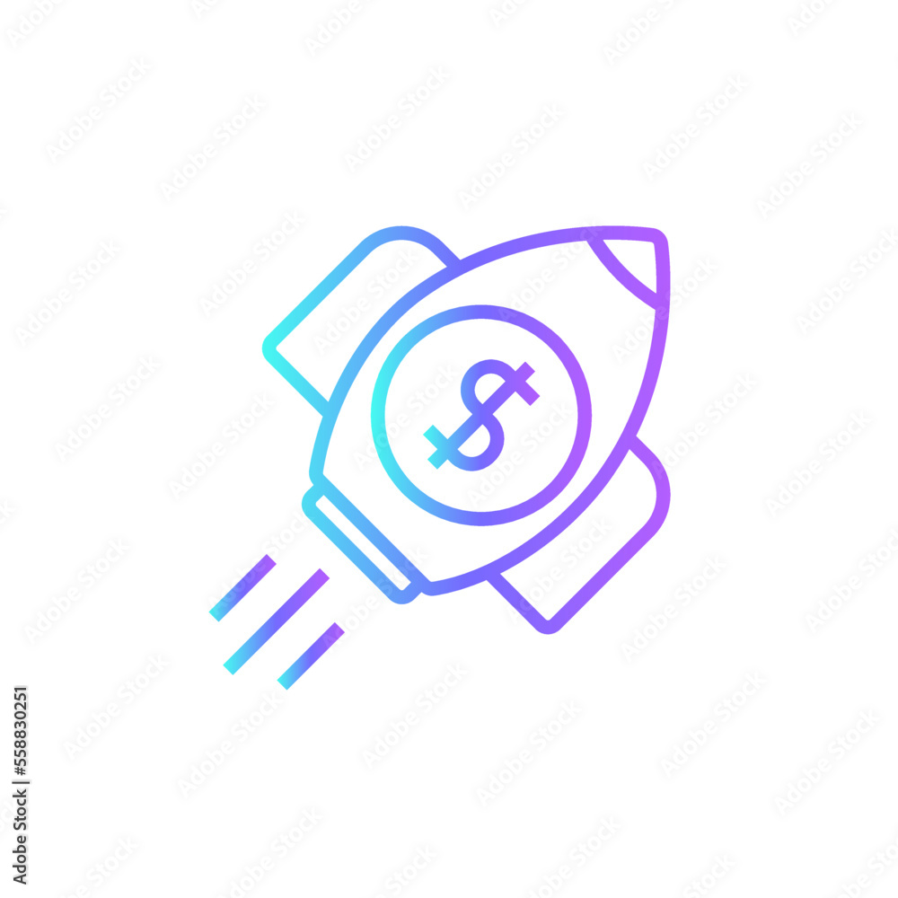 Financial Startup Fintech startup icons with blue gradient outline style Financial Startup Fintech startup icons with blue gradient outline style