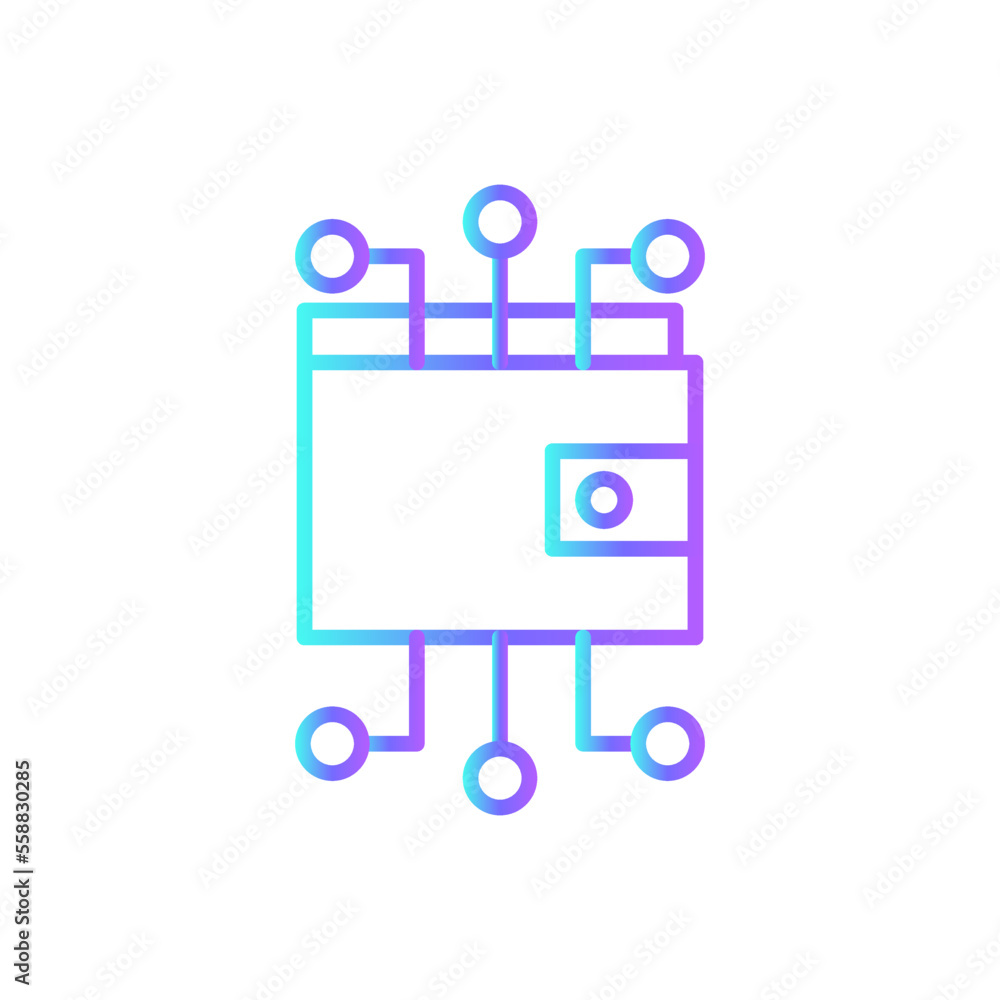 DIGITAL WALLET Fintech startup icons with blue gradient outline style DIGITAL WALLET Fintech startup icons with blue gradient outline style