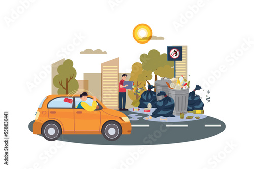 Garbage On The Road Illustration concept on white background