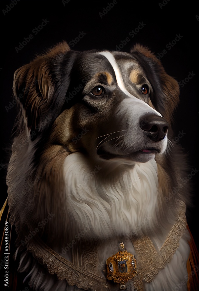 Kai Ken Dog Breed Portrait Royal Renaissance Animal Painting