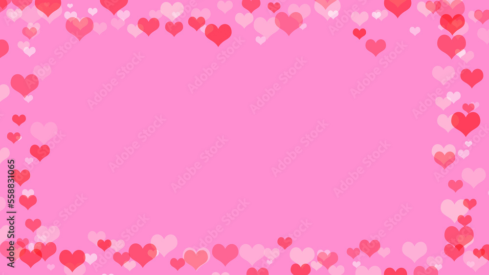 love heart frame with pink background