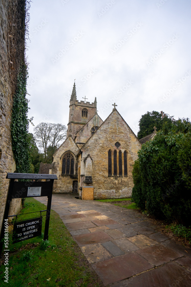St.Andrew Church in Castle Combe , Beautiful village in Cotwolds during winter in Wiltshire , United Kingdom : 6 March 2018