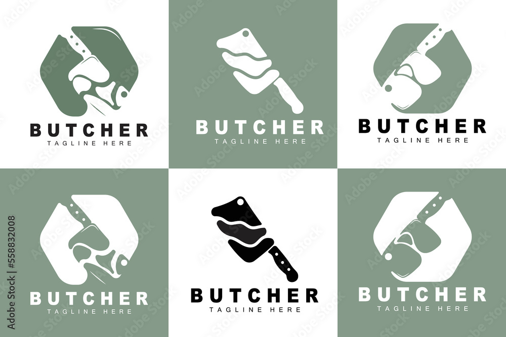Butcher logo design, Knife Cutting Tool Vector Template, Product Brand Illustration Design For Butcher, Farm, Butcher Shop Butcher logo design, Knife Cutting Tool Vector Template, Product Brand Illustration Design For Butcher, Farm, Butcher Shop