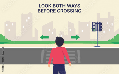 Safety traffic rules and tips Look both ways before crossing road safety street traffic rules