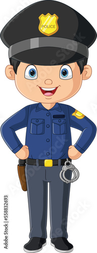 Cartoon young officer policeman standing