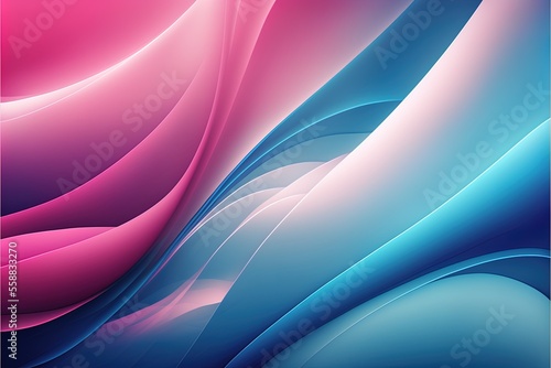 Bright abstract background with blue and pink waves and streaks. Dynamic movement and mixing of colors  neon. AI