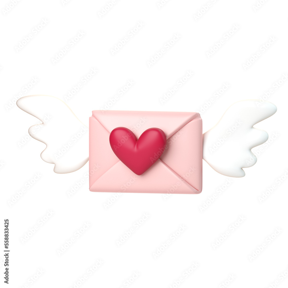 3d flying mail with wings icon. Concept of love mail , Valentines day new message, notification or envelope. 3d high quality render isolated on white background. 3d flying mail with wings icon. Concept of love mail , Valentines day new message, notification or envelope. 3d high quality render isolated on white background.