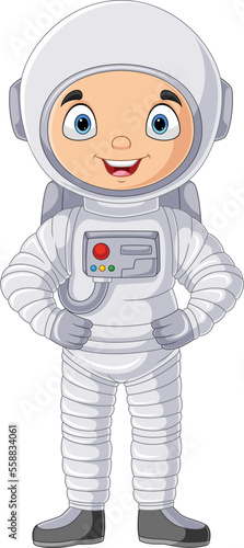 Cartoon astronaut standing on white background