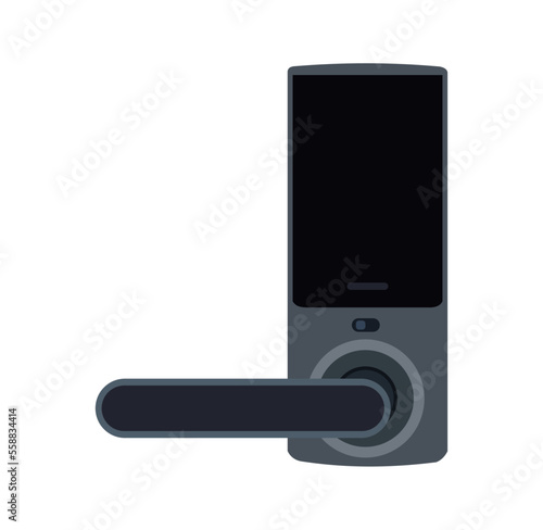 Digital door lock in black, electronic and password locking, vector illustration
