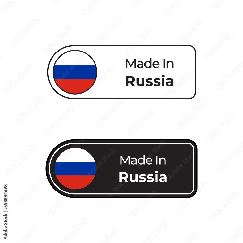 Made in Russia labels design set with flag and text in two different style Made in Russia labels design set with flag and text in two different style