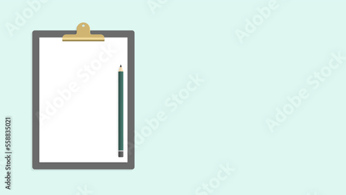 書類を挟んだバインダーと鉛筆のおしゃれな素材 - 何も書かれていない白い紙