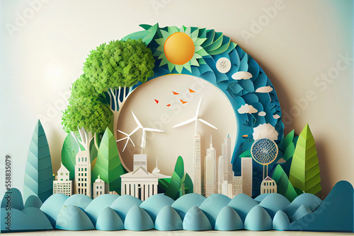 Ecology and environmental conservation, creative concept Eco friendly city design photo