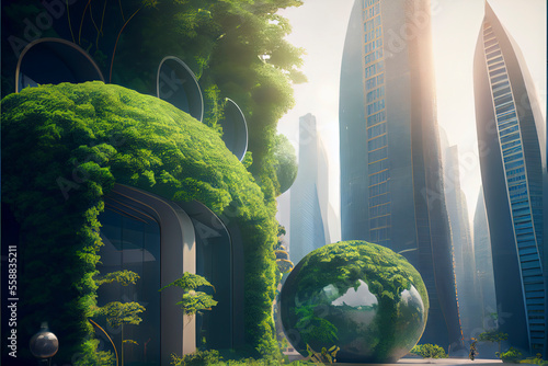 Ecology.Green cities help the world with eco-friendly concept ideas