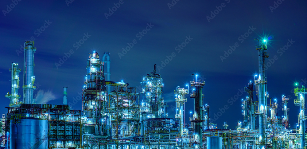 The petrochemical complex at Yokkaichi at night.