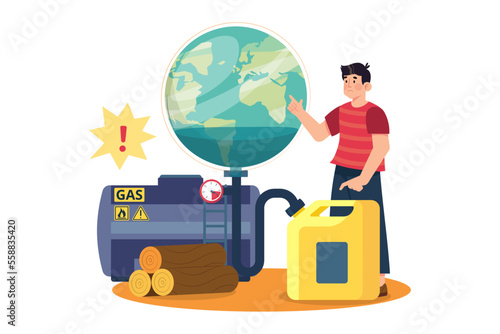 Natural Resource Depletion Illustration concept on white background