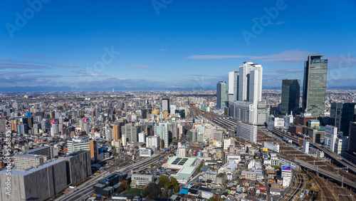 Vászonkép Cityscape of Nagoya station and its central area at daytime.