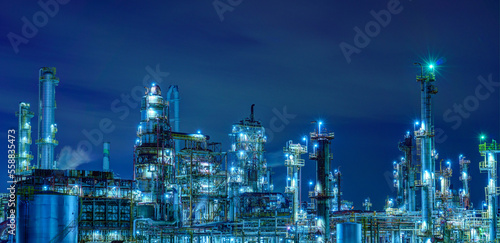 The petrochemical complex at Yokkaichi at night.