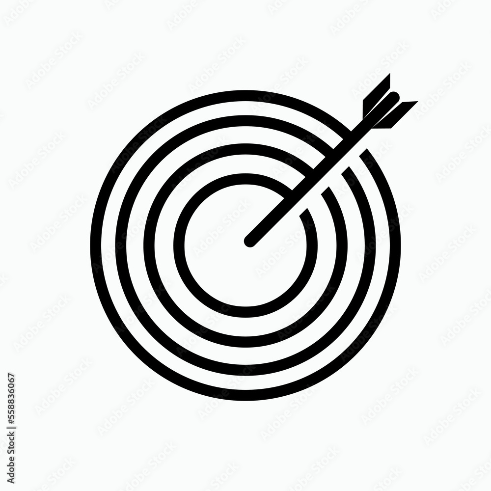 Target and Arrow Icon.Goal Sign. Aim Symbol. Target and Arrow Icon.Goal Sign. Aim Symbol.