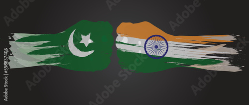 Pakistan and India var concept, two hand with flages