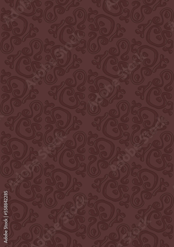 Ethnic seamless pattern of triangles in the slavonic style. Decorative monotonous brown patchwork background for print onto fabric. Damascus style wallpaper. Vector texture