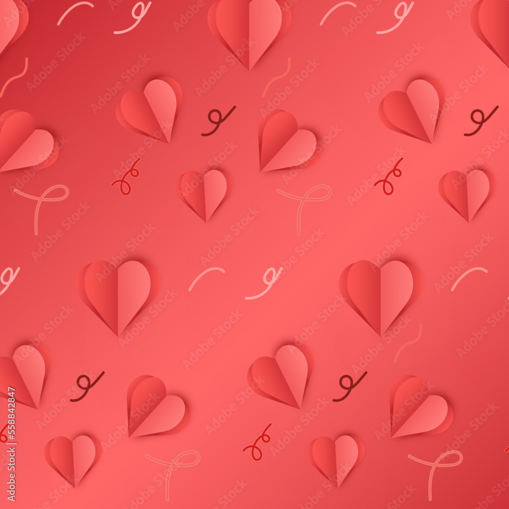 Red Valentine's day background.Abstract red heart background. Vector illustration.