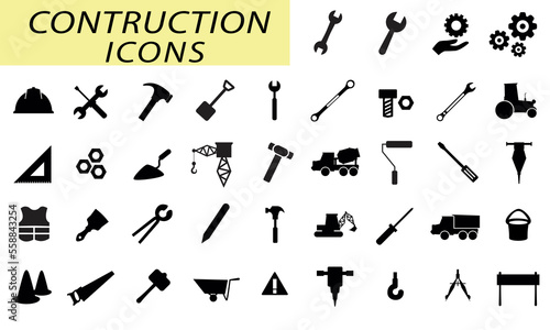 contruction icons, tools icons, builder icons, vector, illuustration