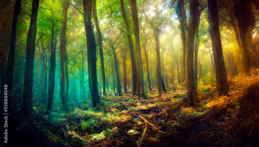 Cinematic forest background, Generative AI Cinematic forest background, Generative AI