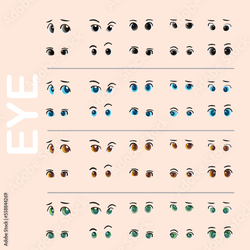 set of anime kawaii cartoon cute eyes