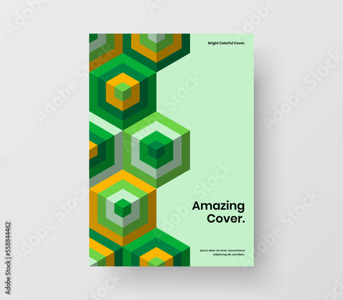 Unique geometric tiles placard template. Simple magazine cover A4 design vector illustration.