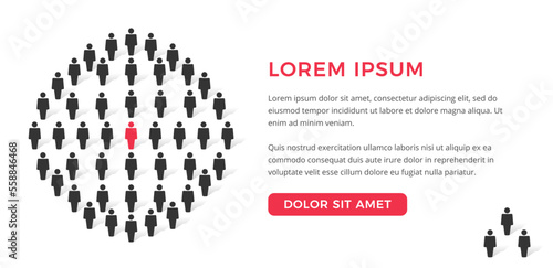 People standing in a circle with red person in the center