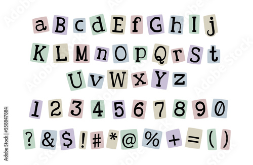 Wallpaper Mural Retro y2k nude colored paper cut anonymous alphabet 00s. Letters and symbols vintage style. Torontodigital.ca